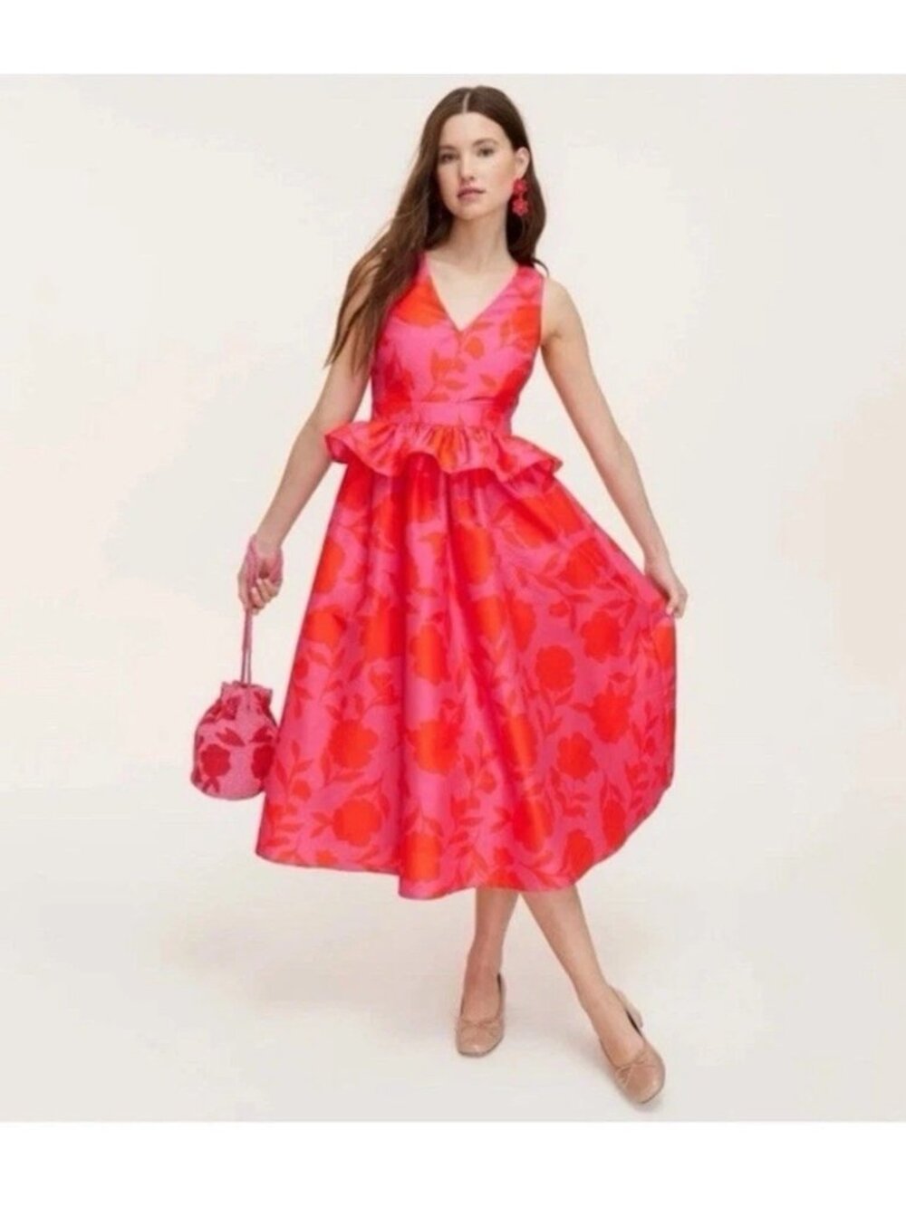NWT Kate Spade X Target Size 00 Pink Floral Dress Fit & Flare Midi Garden Party
